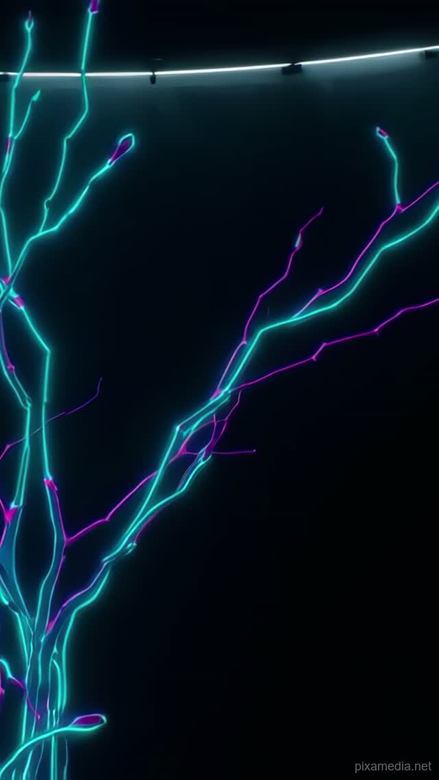 Neon Arbor in Black Void - Motion Graphics AI stock